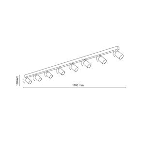 TK Lighting Stropní bodové topení, nastavitelné, hnědé, osmiplamenné lineární