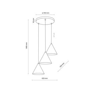 TK Lighting Závěsné svítidlo Cono, třísvítidlo, kulaté, Ø 42 cm, bílé