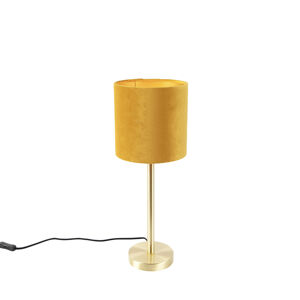 Stolní lampa mosazná se žlutým stínítkem 20 cm - Simplo
