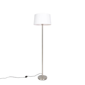 Moderní stojací lampa z oceli s bílým odstínem 45 cm - Simplo