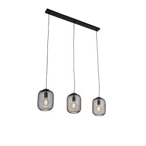 Průmyslové závěsné svítidlo černé 110 cm 3-světlo - Bliss Mesh