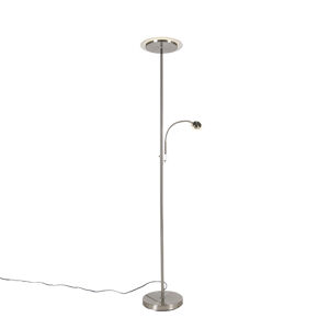 Moderní stojací lampa ocel včetně LED s čtecí lampou - Chala