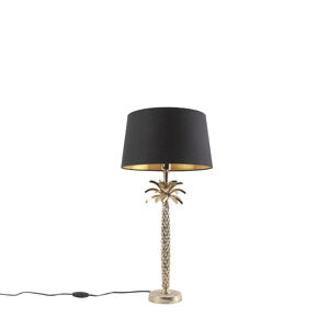 Art deco stolní lampa zlatá s černým odstínem 35 cm - Areka