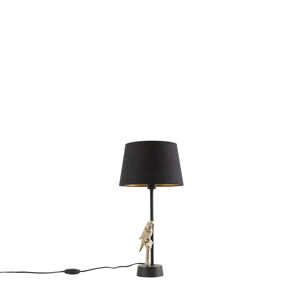Botanická stolní lampa černá s odstínem černé bavlny 25 cm - Pajaro