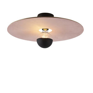 Stropní lampa černá s plochým stínítkem růžová 45 cm - Combi