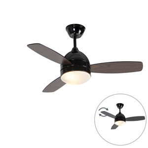 Stropní ventilátor černý s dřevěným potiskem 96 cm s dálkovým ovládáním - Rotar
