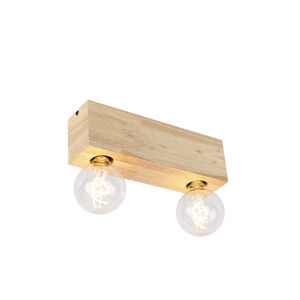Venkovský stropní bodový reflektor dřevo 2-světlo - blok