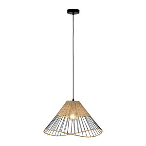 Venkovská závěsná lampa černá 48 cm s ratanem - Treccia