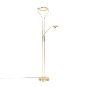 Moderní stojací lampa zlatá s lampou na čtení vč. LED a stmívače - Divo