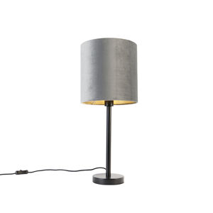 Moderní stolní lampa černá s šedým stínidlem 25 cm - Simplo