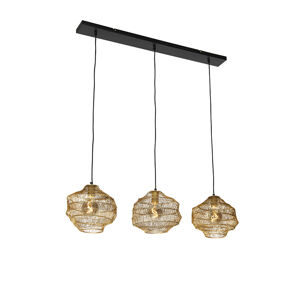 Orientální závěsná lampa zlatá podlouhlá 3-světelná - Vadi