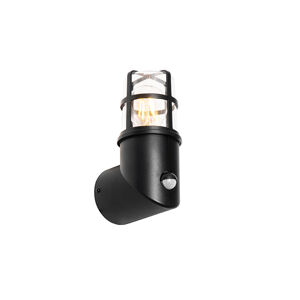 Venkovní nástěnná lampa černá IP54 20,8 cm s detektorem pohybu - Kiki