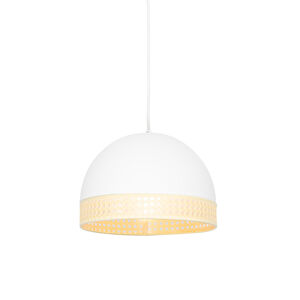 Orientální závěsná lampa bílá s ratanem 30 cm - Magna Rattan