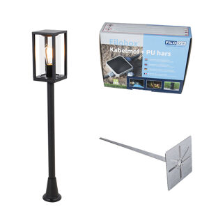 Stojací venkovní lampa černá 100 cm se zemním hrotem a kabelovou průchodkou - Charlois