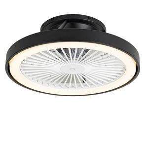 Chytrý stropní ventilátor černý 54 cm vč. LED stmívatelný s dálkovým ovládáním - Dave
