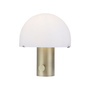 Designová stolní lampa mosazná s bílou a stmívačem - Gomba