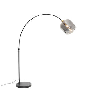 Oblouková lampa černá se zlatem a kouřovým sklem - Zuzanna