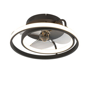 Stropní ventilátor černý včetně LED s dálkovým ovládáním - Kees