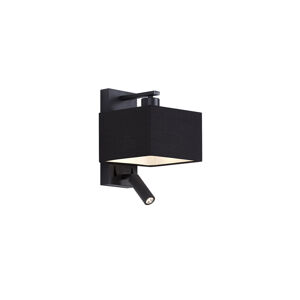 Nástěnná lampa černé stínidlo černé a čtvercové s lampičkou na čtení - Puglia