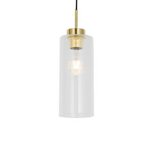 Art Deco závěsná lampa zlatá se sklem - Laura