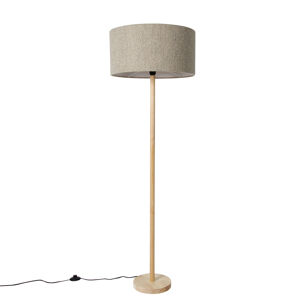 Venkovská stojací lampa dřevěná s boucle odstínem taupe - Mels
