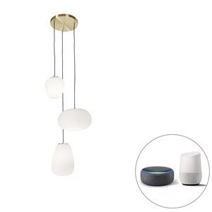 Smart design hanglamp goud met opaal glas incl. 3 Wifi A60 - Hero