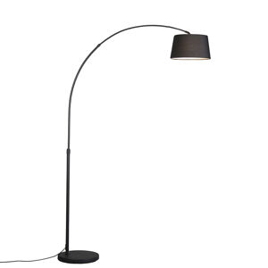 Moderní oblouková lampa černá s černým látkovým stínidlem - Arc Basic