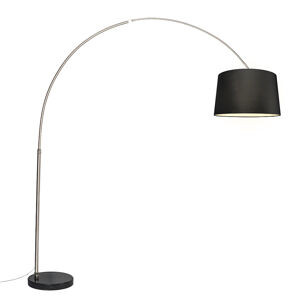 Ocelová oblouková lampa stextilním stínítkem černá 45 cm - XXL