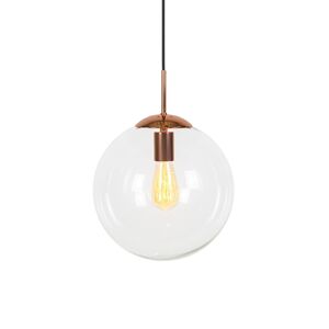Závěsné svítidlo Art Deco měděné s průhledným sklem 30 cm - Ball 30