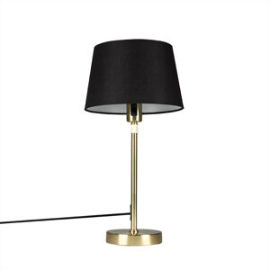 Stolní lampa zlatá/mosazná s černým stínítkem 25 cm nastavitelná - Parte