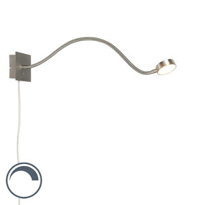 Designové nástěnné svítidlo z oceli s flexibilním ramenem vč. LED a stmívače - Gata