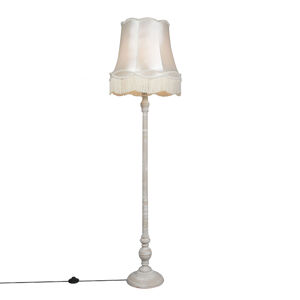 Stojací lampa šedá sabajurem krémové barvy - Classico