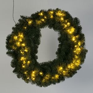 Vánoční věnec Borovice teplá bílá LED 90cm