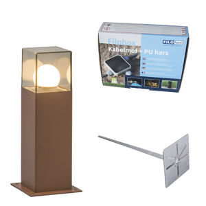 Venkovní lampa 30 cm rezavě hnědá se zemním hrotem a kabelovou objímkou - Denmark