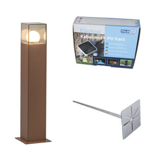 Venkovní lampa 50 cm rezavě hnědá se zemním hrotem a kabelovou objímkou - Denmark