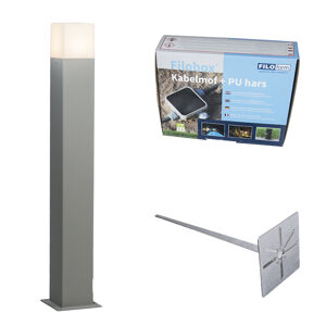 Venkovní lampa Dánsko P70 šedá se zemním hrotem a kabelovou objímkou