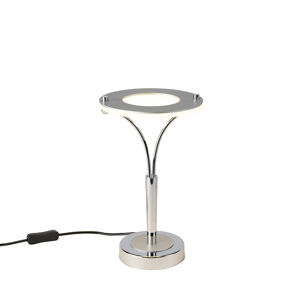 Moderní kulatá stolní lampa chromovaná včetně LED - Lapoto