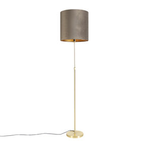 Stojací lampa zlatá/mosazná stmavě béžovým sametovým stínítkem 40/40 cm - Parte